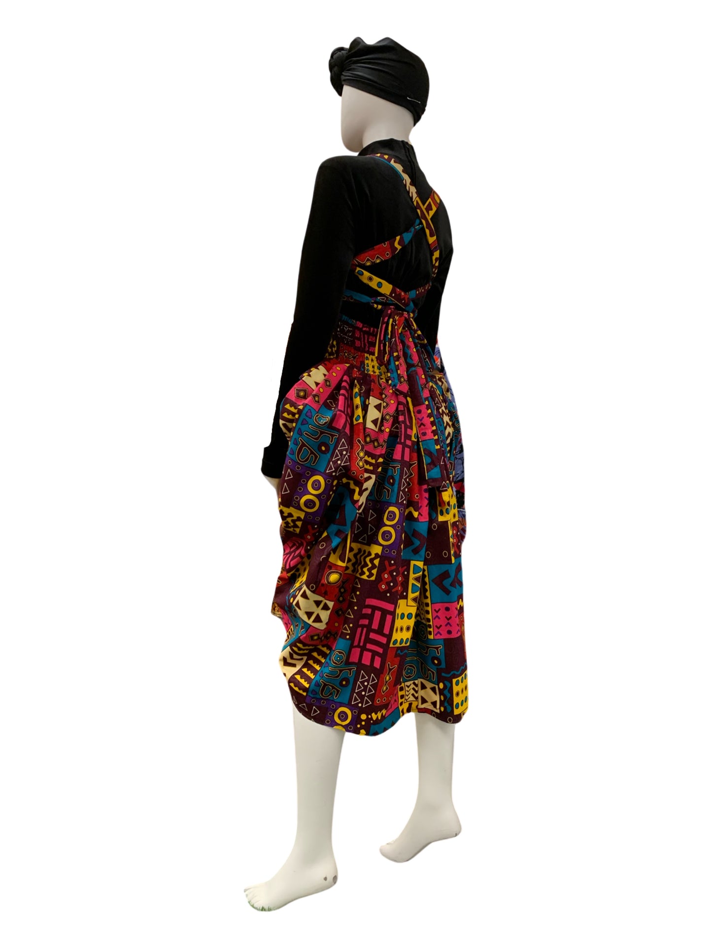 Ankara Puff Laced Dress
