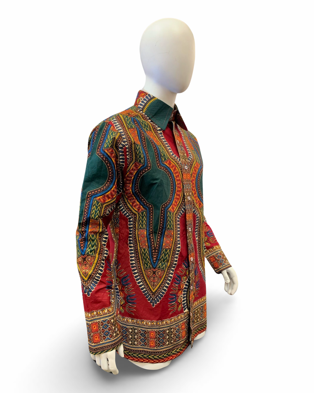 Men’s Formal Dashiki Shirt Dress (Red)
