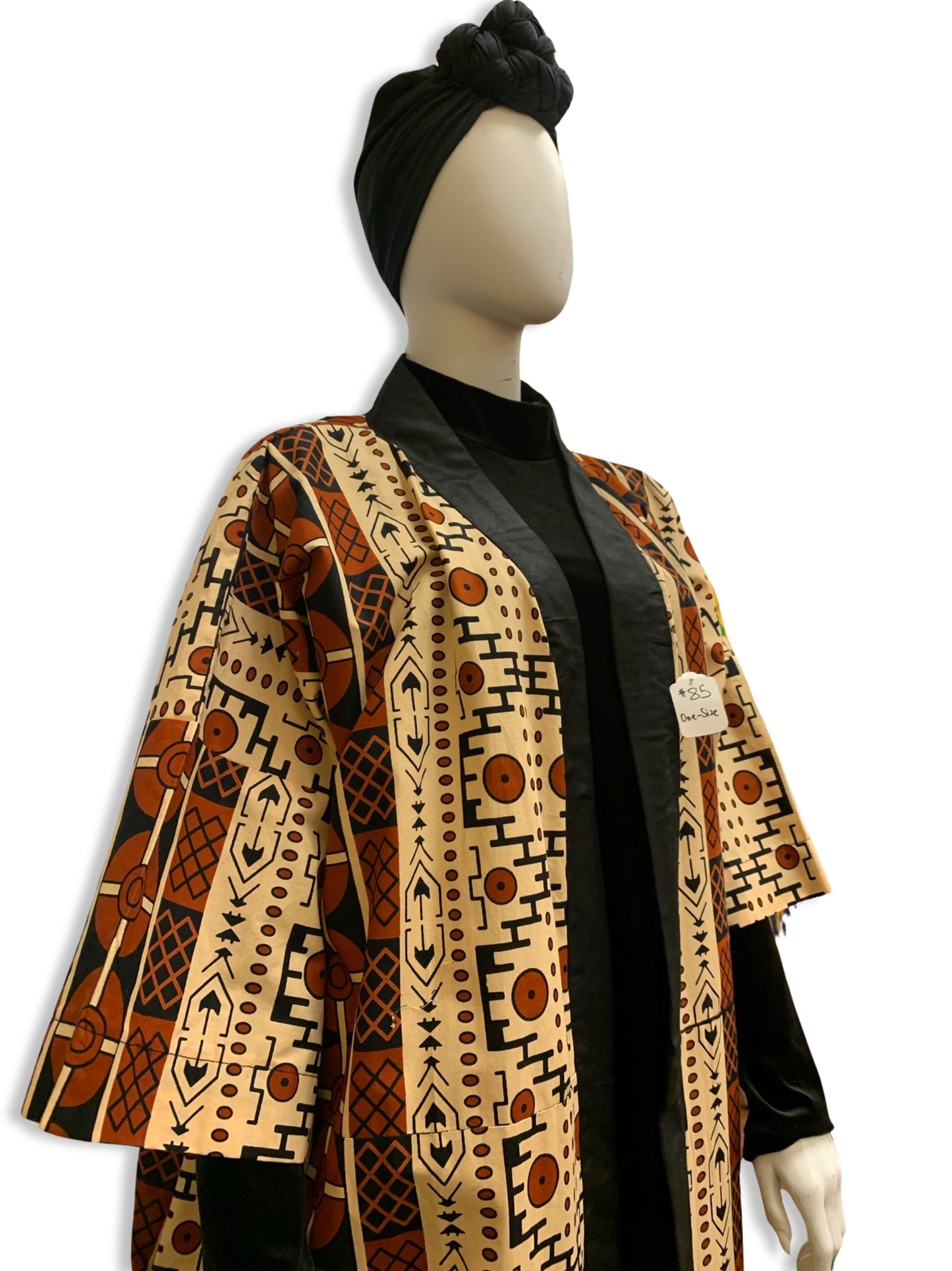 Women’s Ankara Duster (Brown) - Plus Size