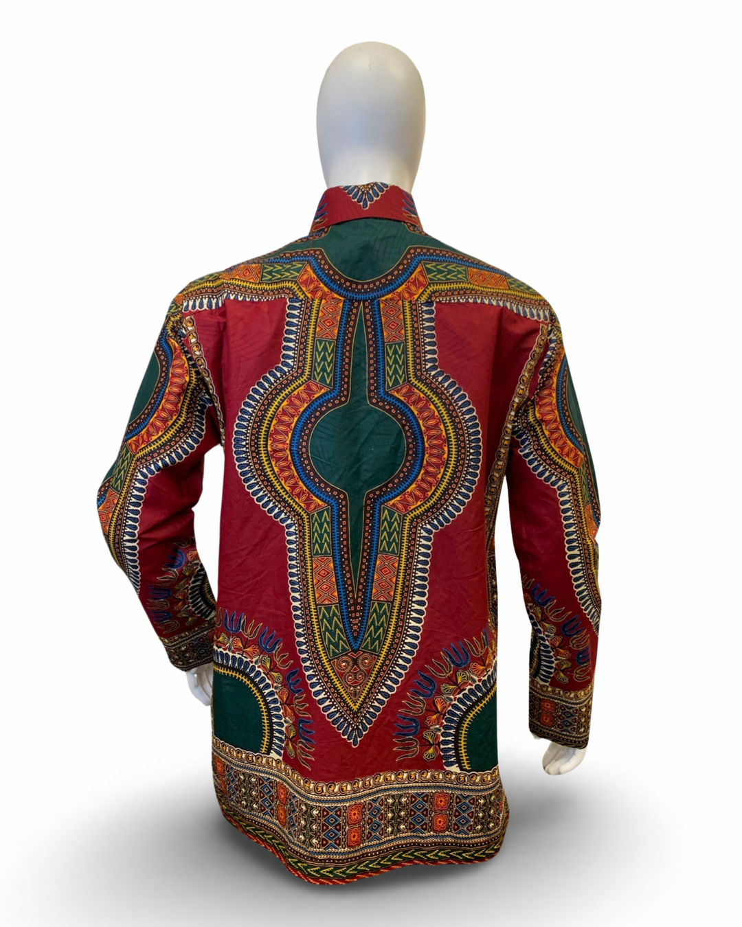 Men’s Formal Dashiki Shirt Dress (Red)