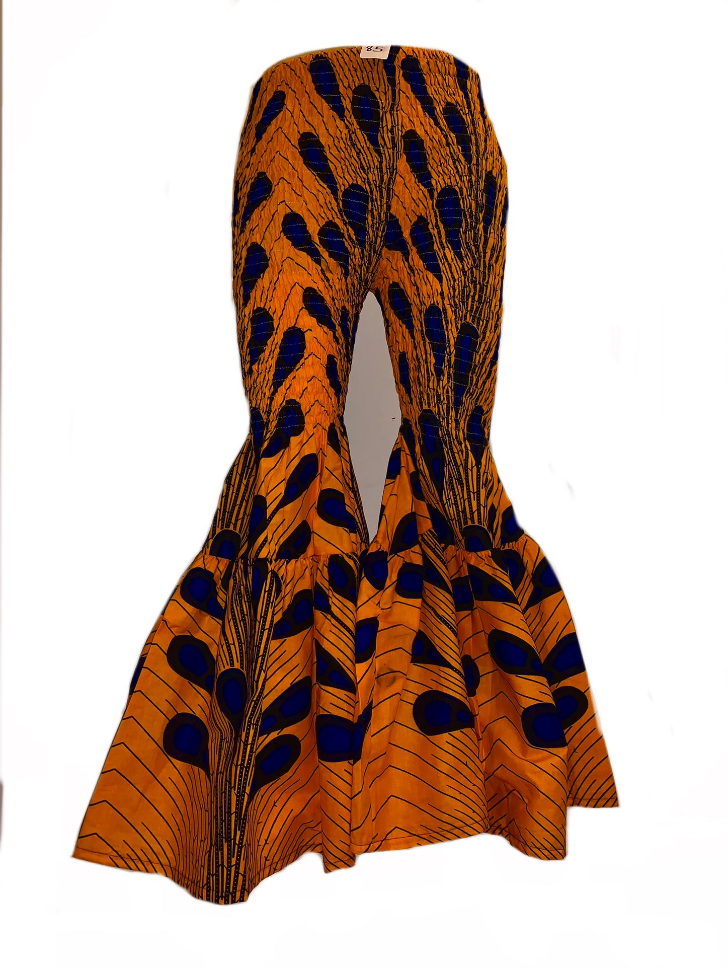 Ankara Elastic Bell Bottom Pants (Orange)