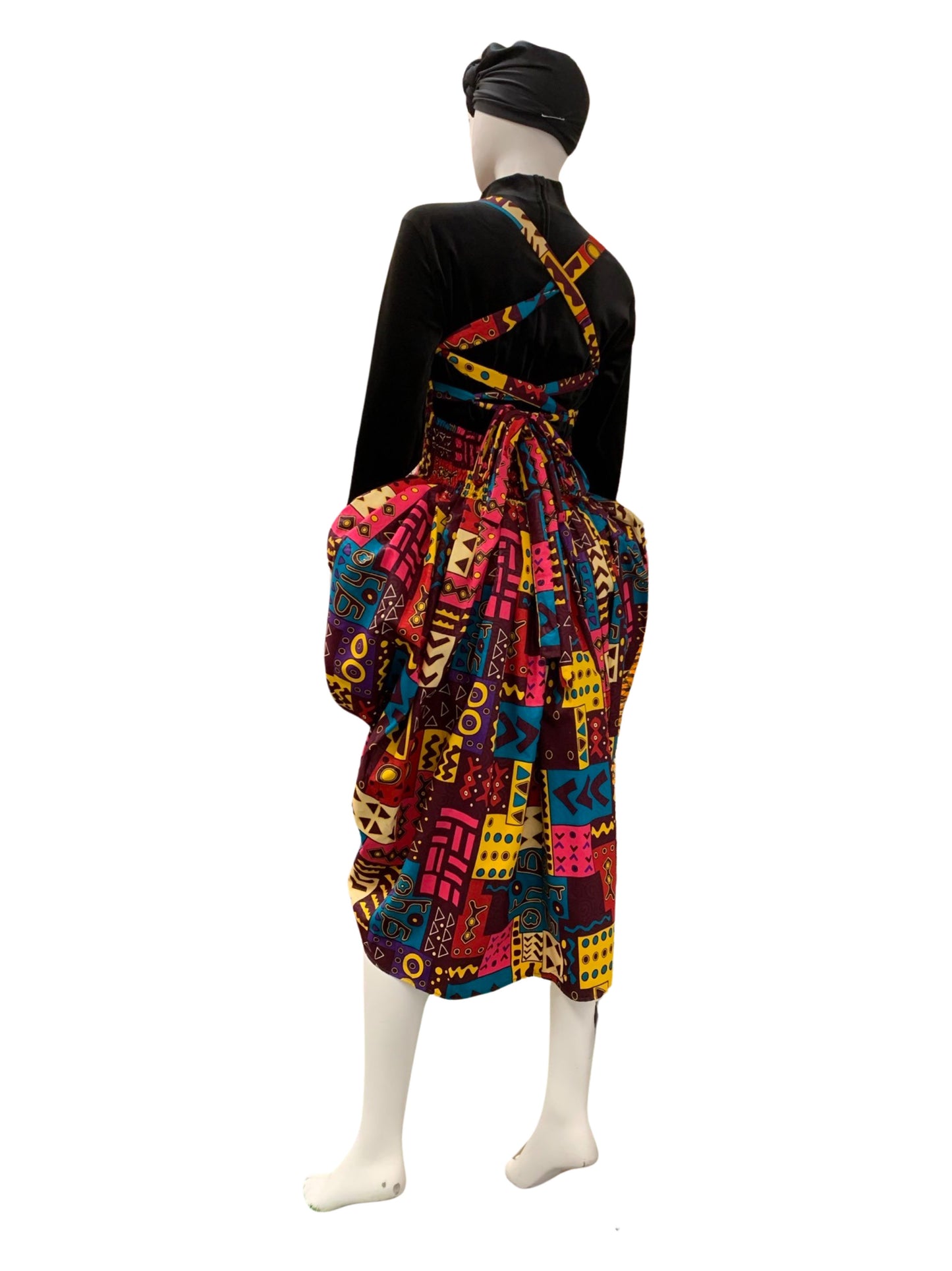 Ankara Puff Laced Dress
