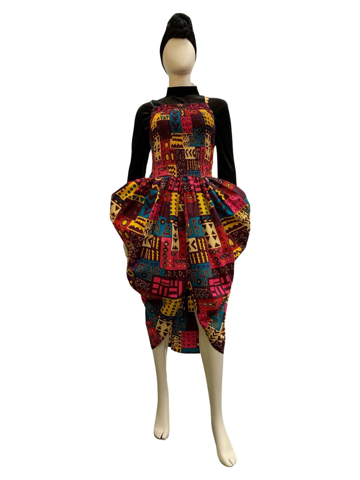 Ankara Puff Laced Dress