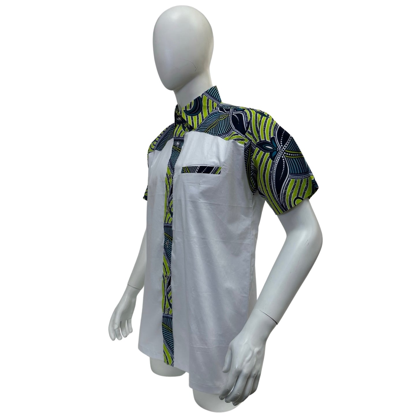 Men’s Ankara Dress Shirt - Blue & Green Ankara