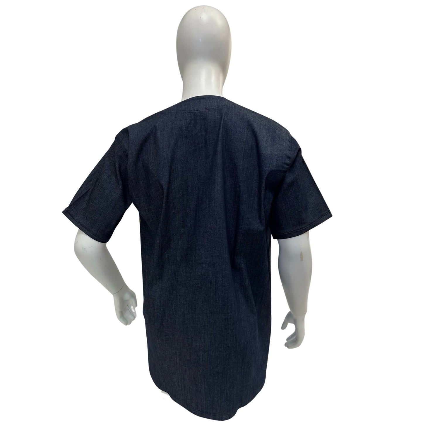 Men’s Ankara Denim Dress Shirt