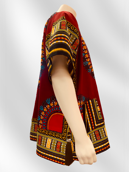 Unisex Dashiki Shirt (Dark Red)