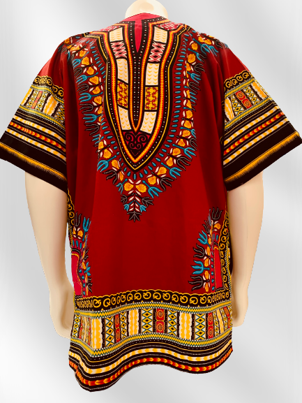 Unisex Dashiki Shirt (Dark Red)