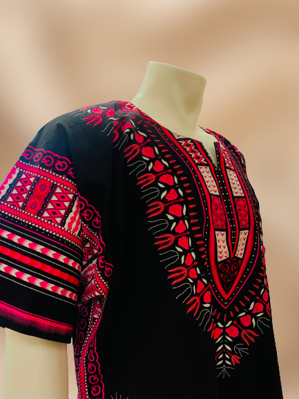 Unisex Dashiki Shirt (Pink & Black)