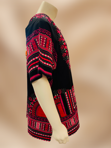 Unisex Dashiki Shirt (Pink & Black)