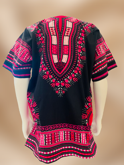 Unisex Dashiki Shirt (Pink & Black)