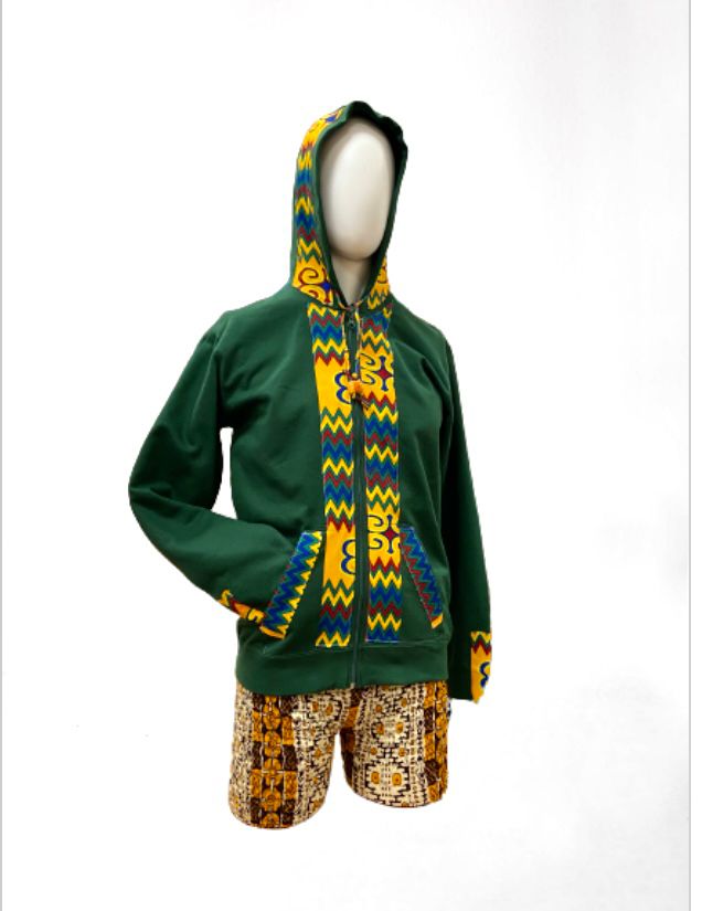Unisex Ankara Sweatshirt Hoodie Set (Green)