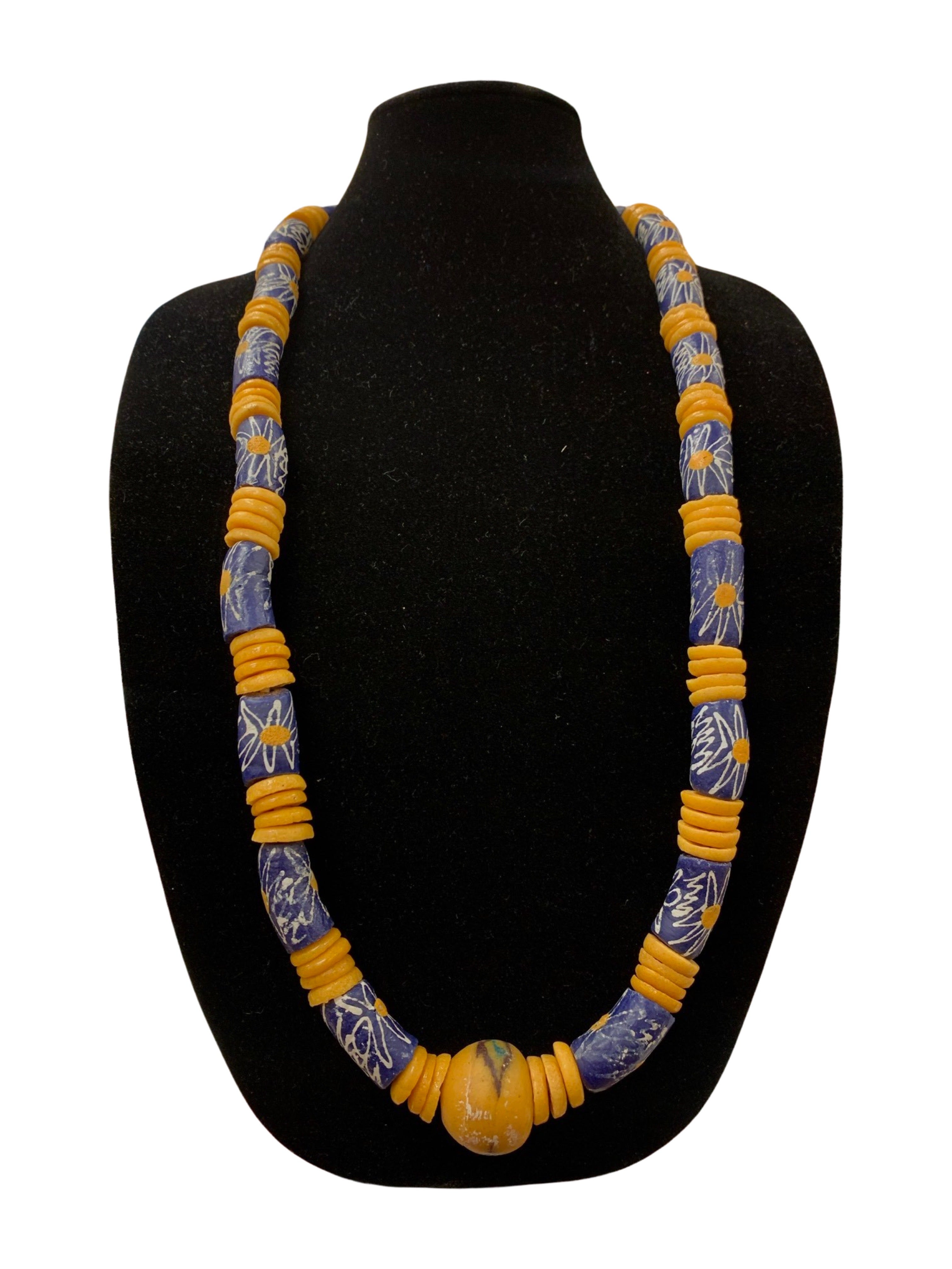 Buy Ghana Vintage Krobo Glass Bead Khaki Yellow Krobo Powderglass Trade Bead  Necklace Online in India - Etsy