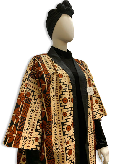 Women’s Ankara Duster (Brown) - Plus Size