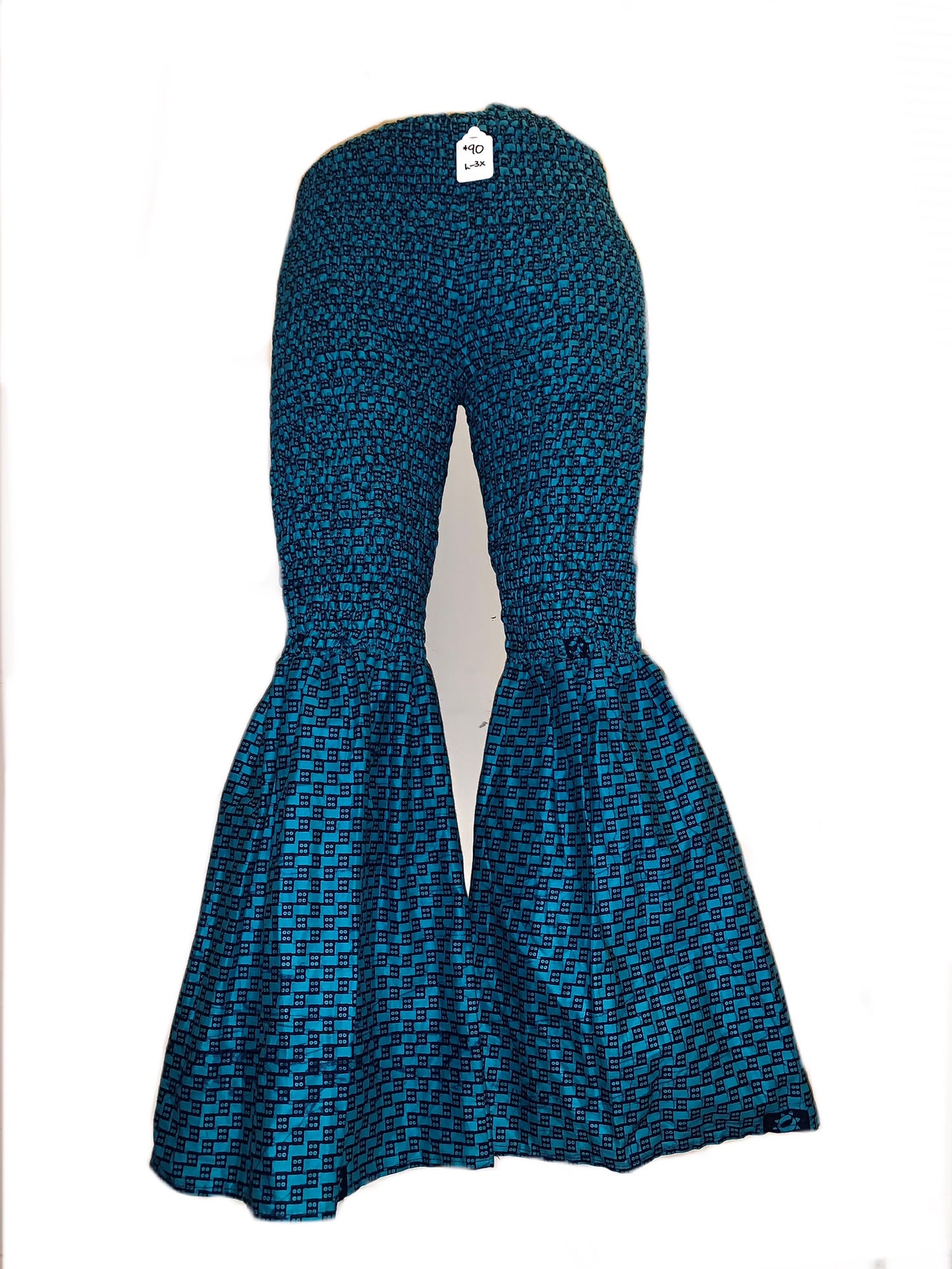 Ankara Elastic Bell Bottoms (Blue)