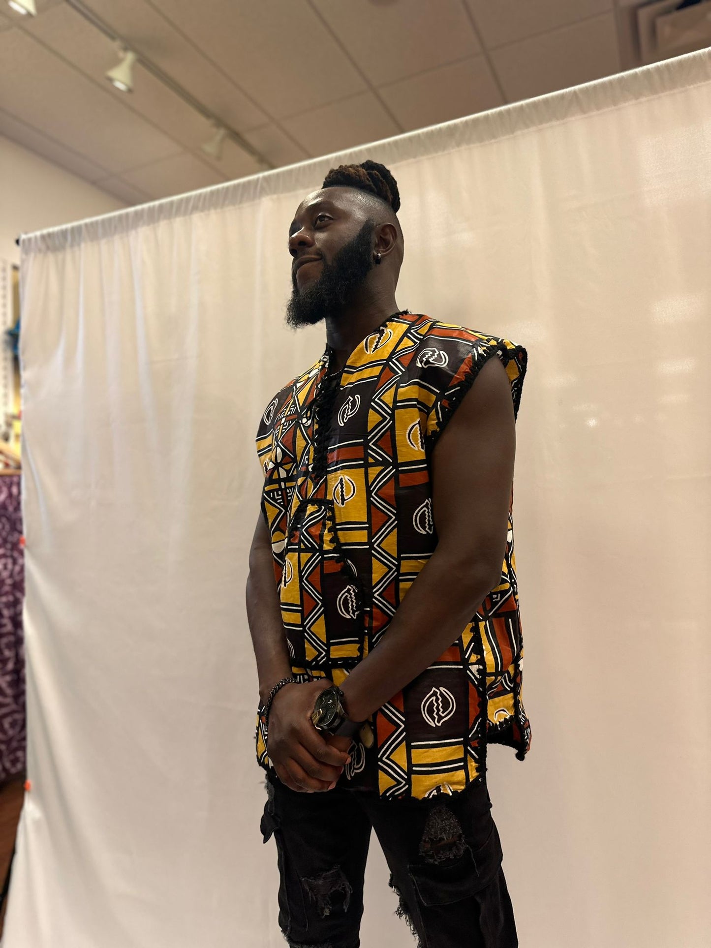 Mud cloth vest