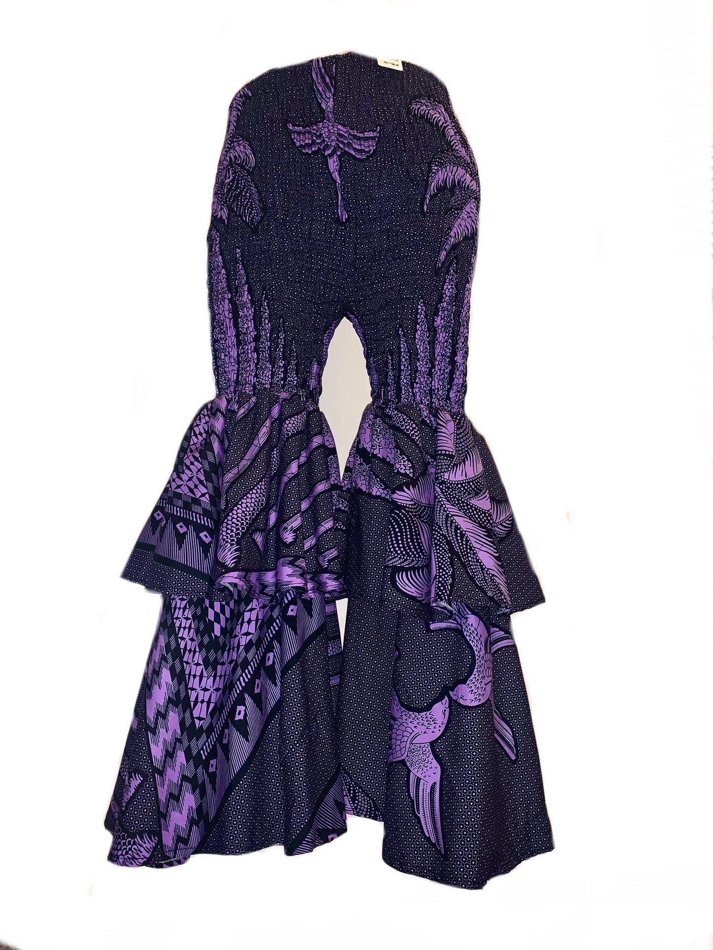 Ankara Elastic Bell Bottom Pants (Purple)