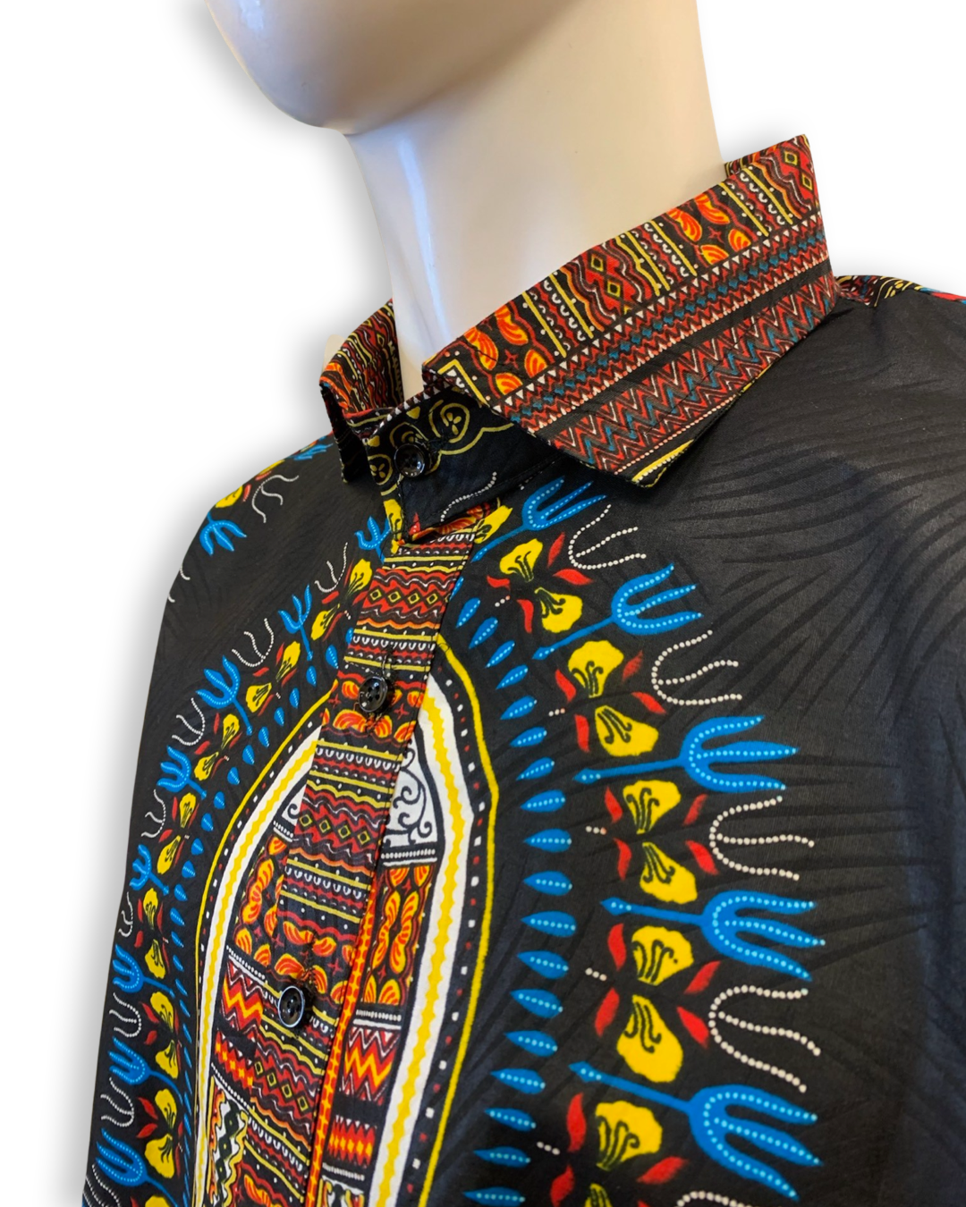 Men’s Formal Dashiki Dress Shirt (Black)