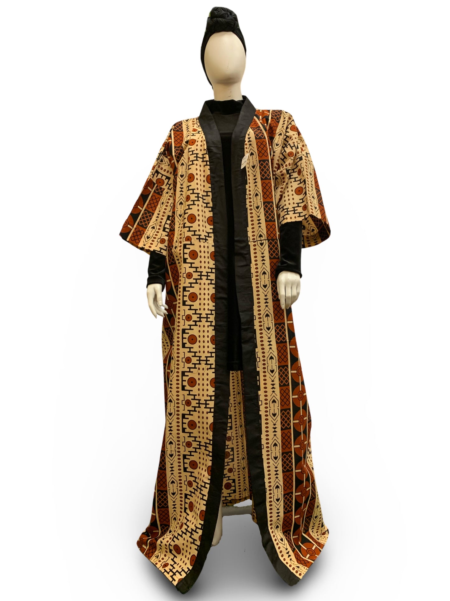 Women’s Ankara Duster (Brown) - Plus Size