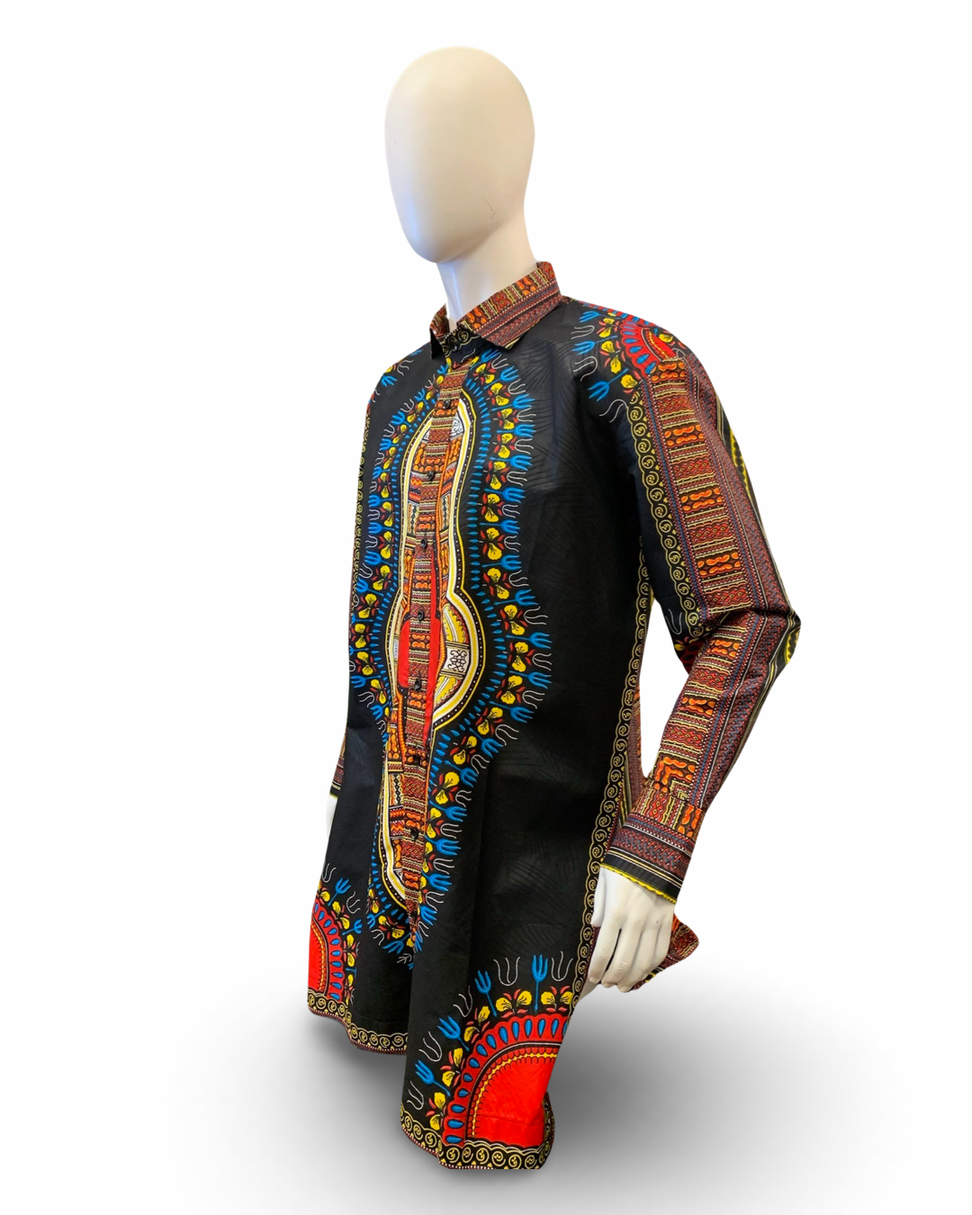 Men’s Formal Dashiki Dress Shirt (Black)