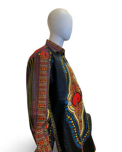 Men’s Formal Dashiki Dress Shirt (Black)