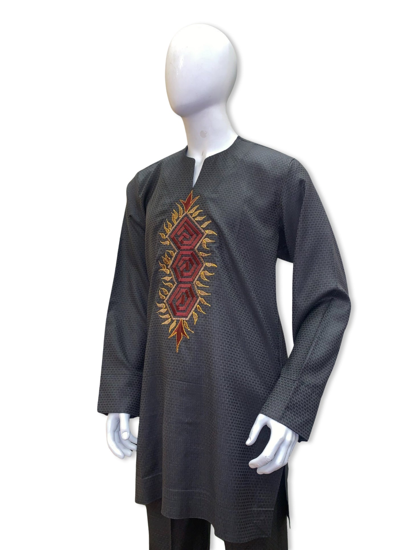Men’s Formal Embroidery Kaftan Set (Grey)