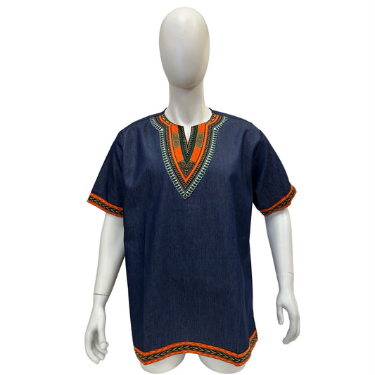 Men’s Denim Dashiki Shirt