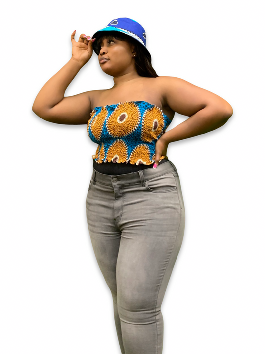 Ankara Elastic Tube Crop Top