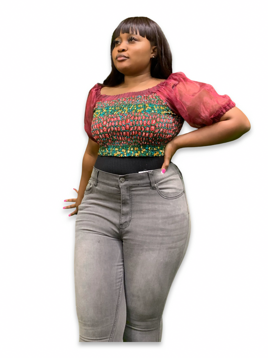 Ankara Elastic Crop Top