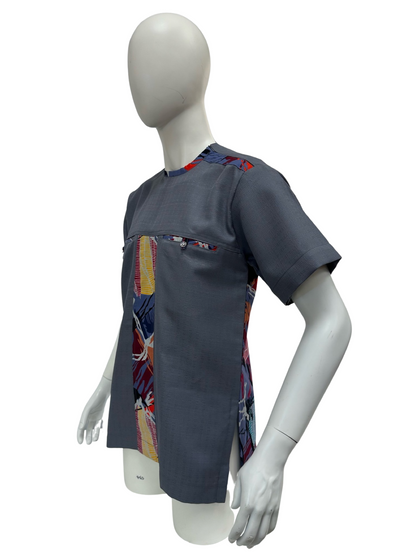 Men’s African Print Dress Shirt - Grey