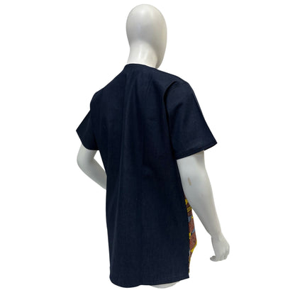 Men’s Ankara Denim Dress Shirt