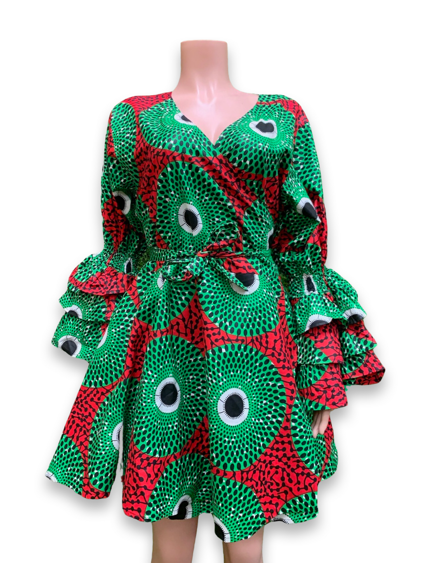 Ankara Midi Wrap Dress w/Scarf