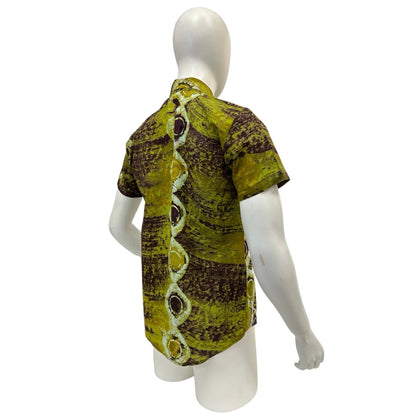 Men’s Ankara Dress Shirt - Green & Brown