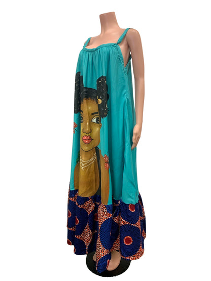 Ankara Hand-Painted Dress