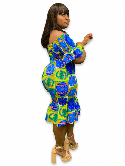 Ankara Elastic Midi Bodycon Dress