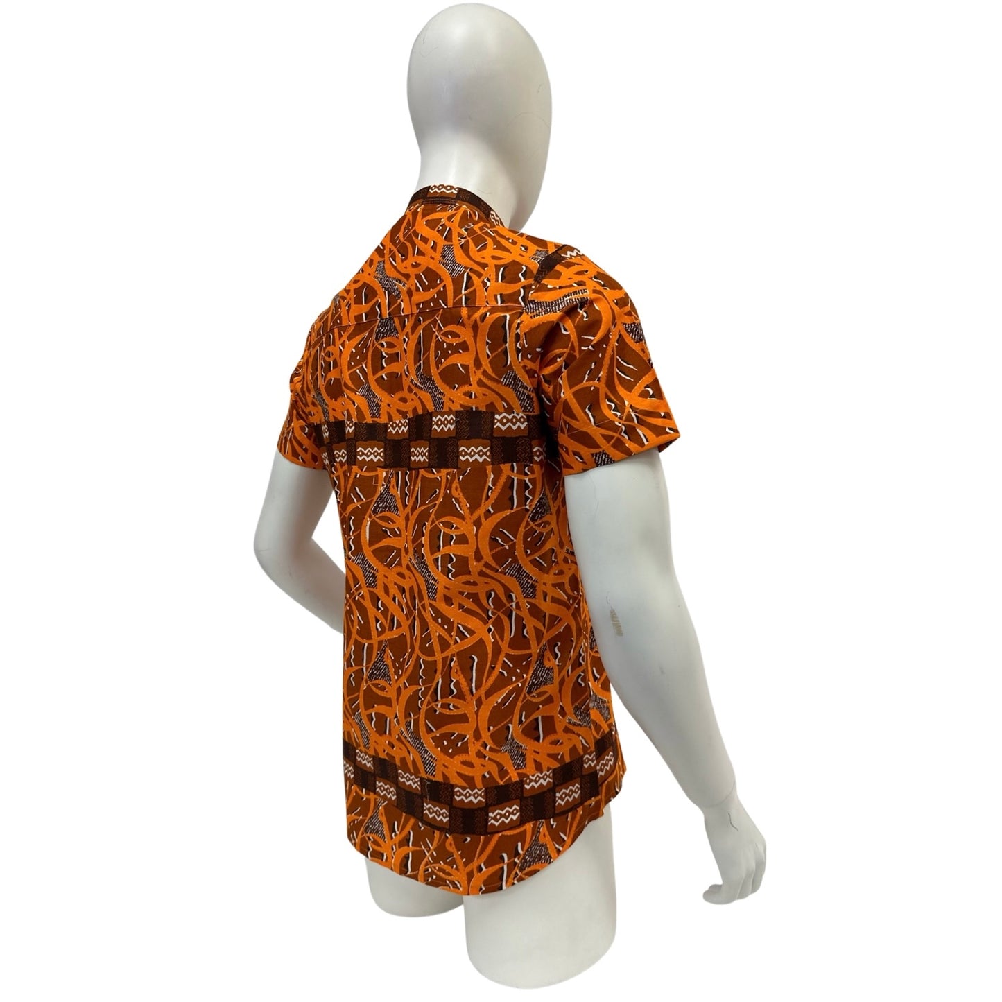 Men’s Ankara Dress Shirt - Orange & Brown