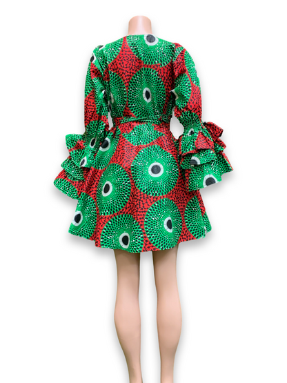 Ankara Midi Wrap Dress w/Scarf