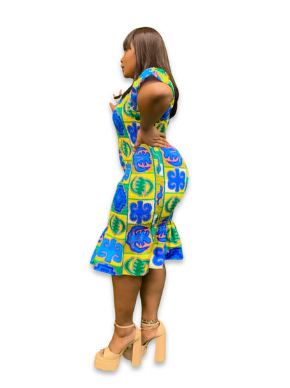 Ankara Elastic Midi Bodycon Dress