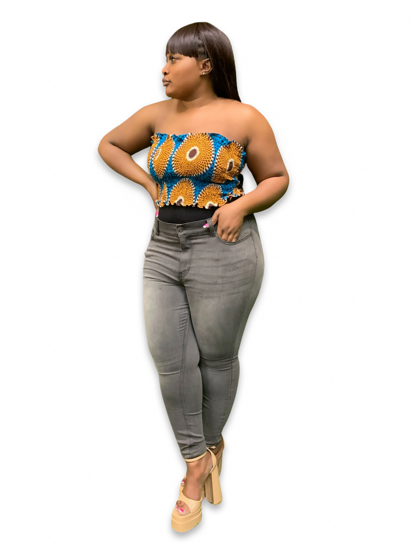 Ankara Elastic Tube Crop Top