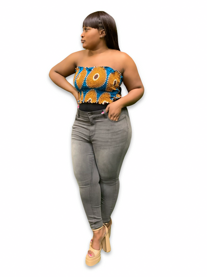 Ankara Elastic Tube Crop Top