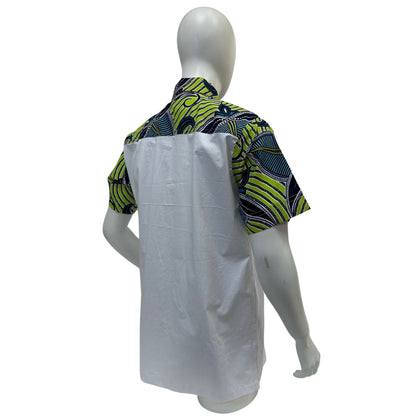 Men’s Ankara Dress Shirt - Blue & Green Ankara