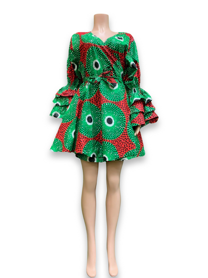 Ankara Midi Wrap Dress w/Scarf