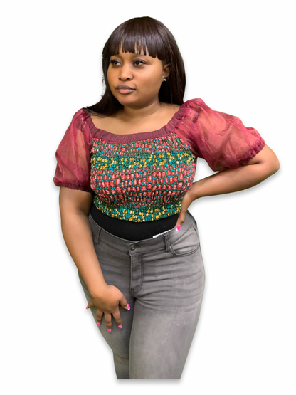 Ankara Elastic Crop Top