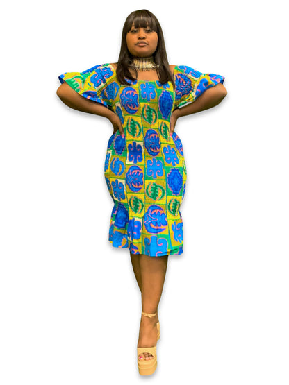 Ankara Elastic Midi Bodycon Dress