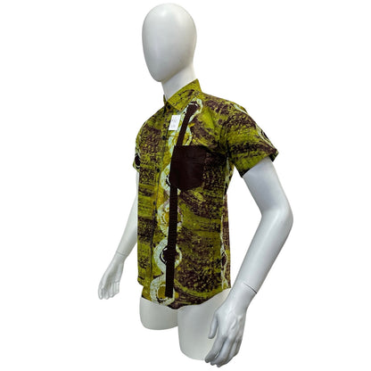 Men’s Ankara Dress Shirt - Green & Brown