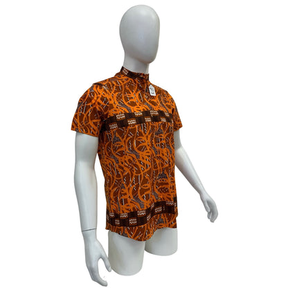 Men’s Ankara Dress Shirt - Orange & Brown