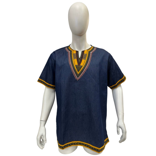 Men’s Denim Dashiki Shirt