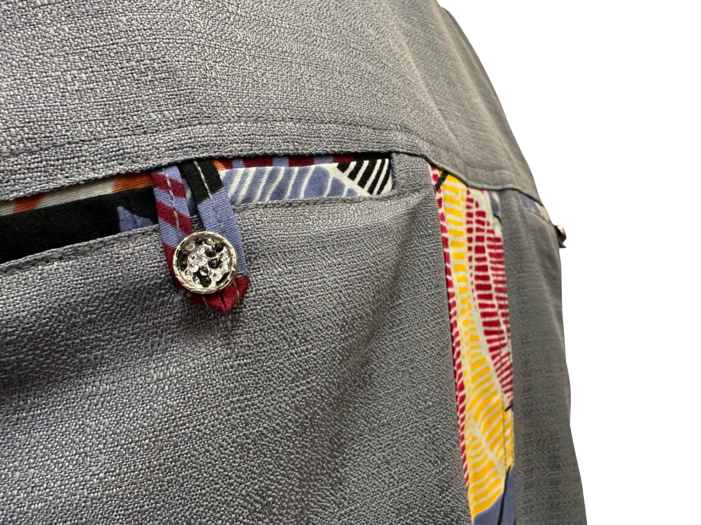 Men’s African Print Dress Shirt - Grey