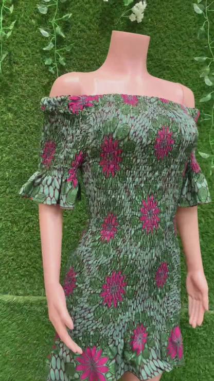 Ankara Midi Elastic Dress
