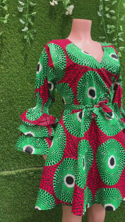 Ankara Midi Wrap Dress w/Scarf
