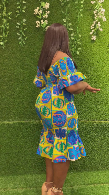 Ankara Elastic Midi Bodycon Dress